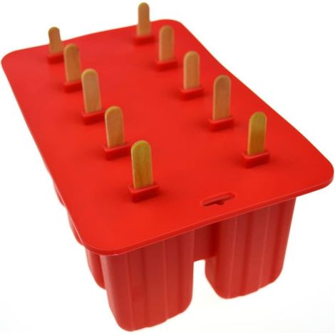 Moule À Glace - En Silicone Alimentaire - Capacité 10 Unités - Avec Couvercle Étanche Et 50 Bâtonnets - Pour Enfants Et Adultes (1/5)