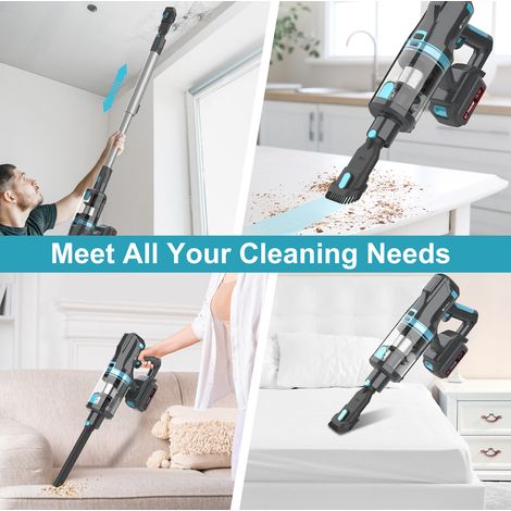 Aspirateur balai sans fil UMLo V11 300W avec filtration HEPA, batterie 4000mAh, écran LED, bleu et gris (1/5)