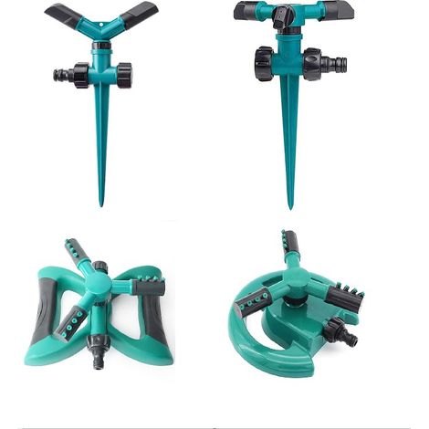 Arroseur rotatif automatique à double bras + trois bras + châssis papillon Grand arroseur à 3 broches + arroseur à châssis en demi-cercle, adapté à la pelouse du jardin (1/5)