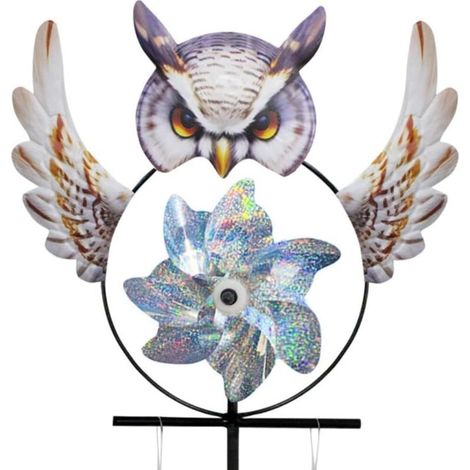 Owl Driver Bird moulin à vent plancher balancier, jardin patio artisanat en fer, outdoor Ground plug decor (1/5)
