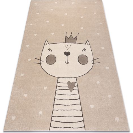 KIDDO Teppich 6106 creme Kätzchen, Krone für Kinder, sensorisch beige 80x150 cm (1/5)