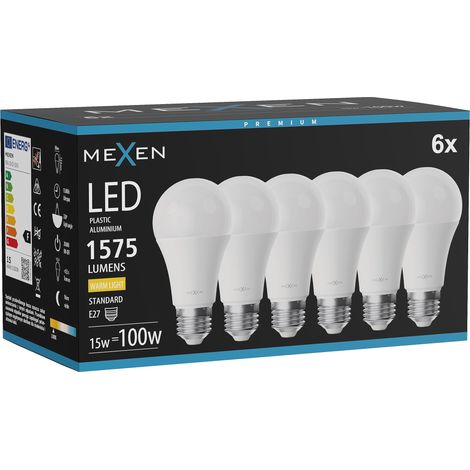Mexen Nova 6x Ampoule LED E27, A60, 15W, Chaude - 3000K, 1575 lm - L100-E27-1530-01x06 (1/3)