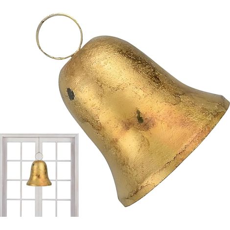 Cloches de Noël, décorations de fête rustiques Cloches de Noël vintage dorées Pour intérieur et extérieur, étagère murale, cheminée, jardin, cour, porte d'entrée, porche (1/5)