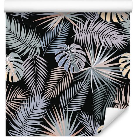 Carta da parati con foglie di palma tropicali per soggiorno e camera da letto, 50x1000 cm (1/5)