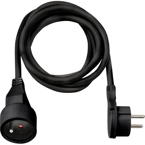 Rallonge électrique avec fiche Plate, 3m H05VV-F 3G1,5, Noire (1/5)