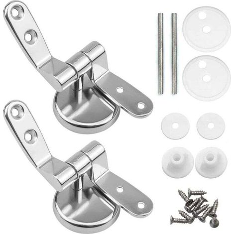 Attaches Charnière Abattant WC, Lot de 2 Charnières de Rechange pour Lunette de Toilette avec Fixations en Alliage de Zinc