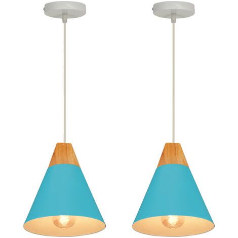 royaluxe- (2PCS)-Lampe À Suspension Moderne Bleu Suspension Luminaire Nordique Lustre Rétro Abat-Jour En Métal Ampoule E27 Suspension Intérieure (1/5)