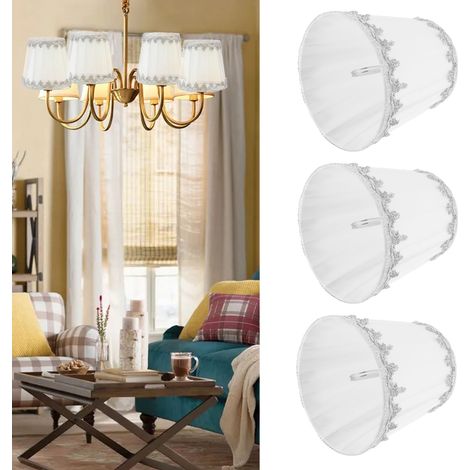 Lot de 3 abat-jour modernes en tissu à clipser E14 pour bougie, lustre, décoration d'hôtel ou de karaoké (1/5)