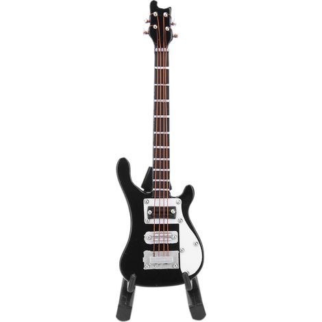 Guitare Électrique Miniature Décorative en Bois - Cadeau Instrument de Musique Modèle Réaliste Noir (1/5)