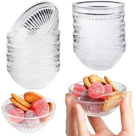 Ensemble de 10 petits bols en verre de 75 ml, parfaits pour les sauces, les épices, les confitures, la sauce soja et les amuse-gueules. Empilables et réutilisables. (1/5)
