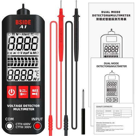 Multimètre numérique intelligent 3 résultats Plage automatique Détecteur de tension sans contact Testeur de continuité Ohm Volt Livewire avec étui Lampe de poche (1/5)