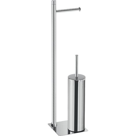 GEDY G-Seul Colonna Bagno Porta Rotolo + scopino Bagno, Cromo con Finitura cromata, Misure 62,8 x 14 x 14 cm, Set per WC in Acciaio Inox e Cromall®, Brugola da 4mm Inclusa (1/2)