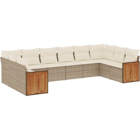 Maison Exclusive - 10-tlg. Garten-Sofagarnitur mit Kissen Beige P