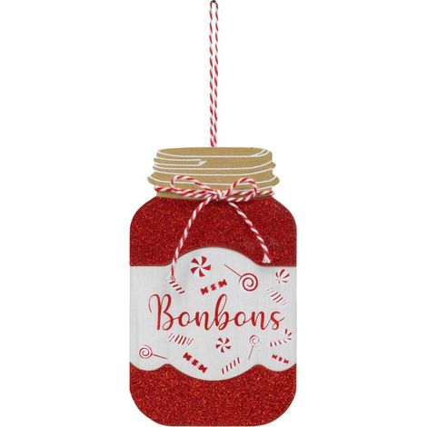 Decoración de madera árbol de Navidad tarro de caramelos rojo 16cm - Atmosphera créateur d'intérieur
