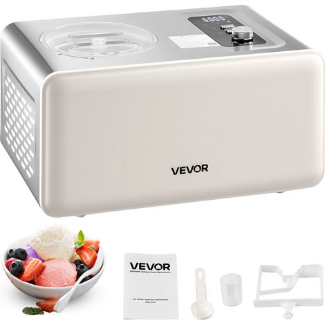 VEVOR Gelatiera Automatica con Compressore Integrato, Macchina per Gelato Senza Precongelamento 2 L Sorbettiera Elettrica a 3 Modalita, Macchina per Gelato con Compressore per Casa