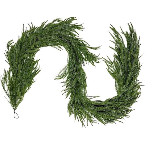 Guirlande de pin en polyéthylène effet naturel, décoration de Noël à suspendre pour porte, cheminée, intérieur et extérieur, 1,8 m (1/5)