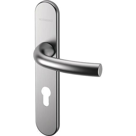 Béquille double sur plaques ligne Arcade entraxe 195 mm bec de cane aluminium anodisé argent - NORMBAU