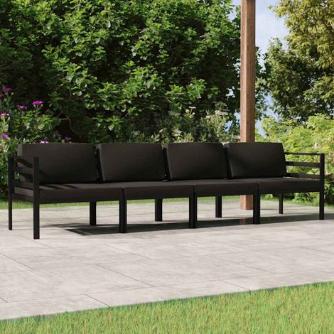 vidaXL Set muebles de jardín 4 pzas y cojines aluminio gris antracita (1/5)