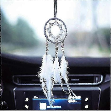 Attrape-rêves artisanal bohème avec plumes naturelles - Déco murale suspendue pour maison, voiture et cadeau (1/5)