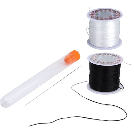 Fil élastique 0.8mm 50m avec aiguille pour création de bijoux, bracelets et colliers DIY (1/5)