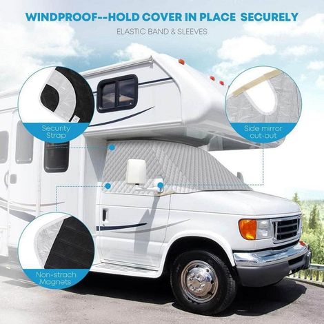 Convient pour pare-soleil de pare-brise de camping-car pour C 1997-2022, housse de neige épaisse à 4 couches pour pare-brise de camping-car (1/4)
