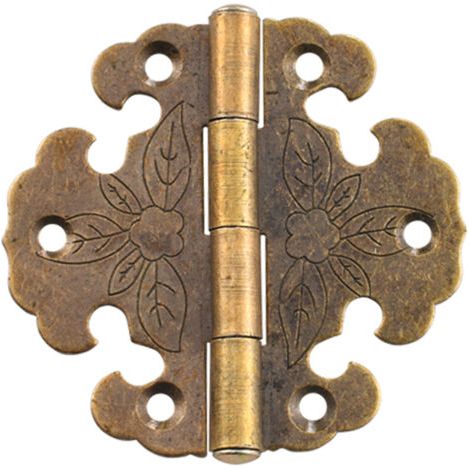 4 pièces de charnières d'armoire vintage, boîte à trésors en perles de porte d'armoire en laiton, accessoires de quincaillerie de meubles en bois cadeau (1/4)