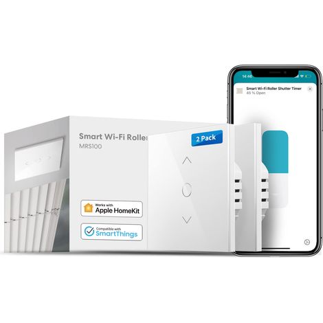 Interrupteur Volet Roulant Connecté Compatible avec HomeKit, et Home, WiFi Interrupteur de Rideau Tactile (FIL NEUTRE REQUIS), Contrôle Local, Contrôle Vocal (1/5)