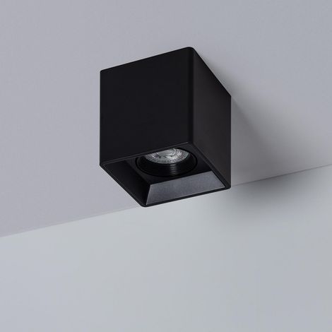 Applique da Soffitto Quadrata Nero con Lampadina GU10 Space 6000K Bianco Freddo