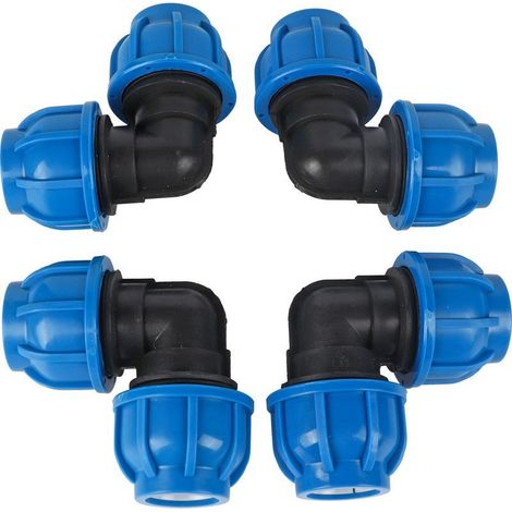 Ej.Life 4 Stück 32 mm auf 32 mm PE-Kunststoff-Winkelverbinder für PPR-, PE-, PVC- und Wasserrohre, Zubehör für die Bewässerung von Pflanzgefäßen (1/5)