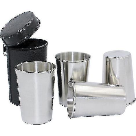 Ensemble de 4 verres à vin empilables portables en acier inoxydable de 150 ml pour l'extérieur (1/3)