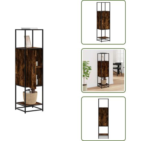 Aparador de madera - vidaXL Aparador alto madera de ingeniería y metal 35,5x35x139 cm - Aparador de metal