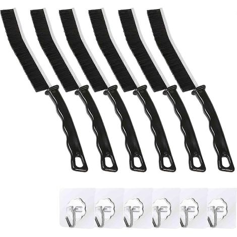 Lot de 6 brosses de nettoyage pour joints de carrelage, avec manche et poils durs, idéales pour la salle de bain et la cuisine. (1/5)