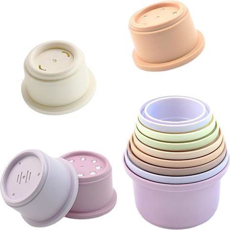 Gobelets empilables pour petits animaux, gobelets empilables pour lapins - 8 pièces jouets lapin multicolores de différentes tailles - Jouets d'enrichissement pour petits animaux lapin cachant de (1/4)