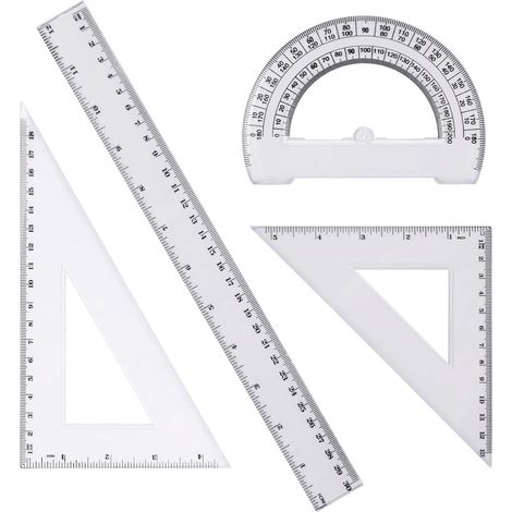 Lineal-Set – 4-teilig – Robustes Kunststoffmaterial – Präzise Messung – Für Schule und Büro – Transparent (1/5)