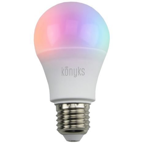 Konyks Antalya Color E27 Ampoule connectée - LED WiFI + BT, 1055 Lumens, 11 W, Couleurs + Blanc réglable, compatible avec Alexa ou Google Home, Automatisations faciles (1/5)