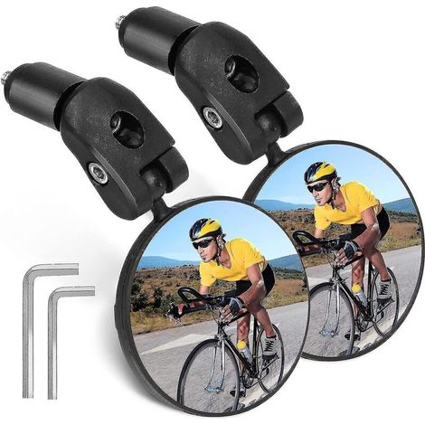 Fahrradrückspiegel, 360° verstellbarer Fahrradrückspiegel, konvexer Spiegel, 2er-Set Fahrradspiegel, verstellbare und drehbare konvexe Kunststoffspiegel zur Lenkermontage (1/4)