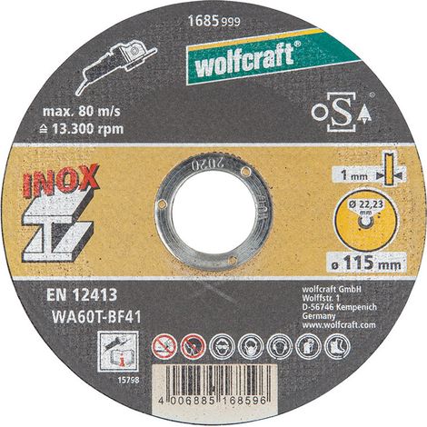 Disque De Coupe De Precision Pour Acier Inoxydable Ø115x1,0x22,23mm.1685999 Wolfcraft (1/2)