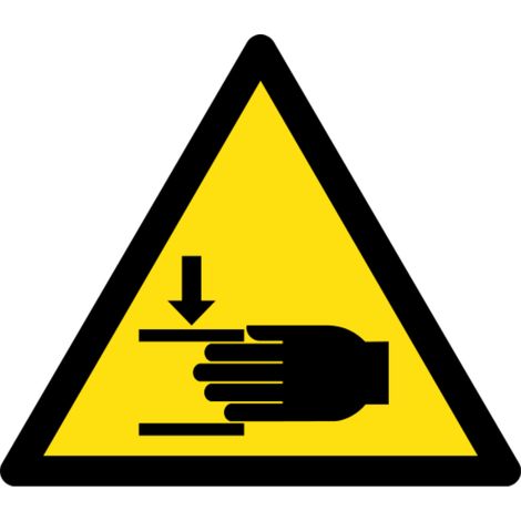 Panneaux d’avertissement professionnels pour écrasement manuel - Conformes à ISO 7010 W024 - Matériau: Aluminum - Taille: 140mm (triangle)