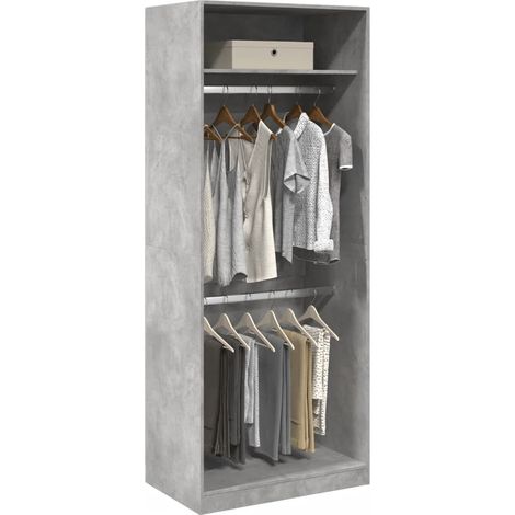 Wardrobe Concrete Grey 80x50x200 cm Engineered Wood vidaXL