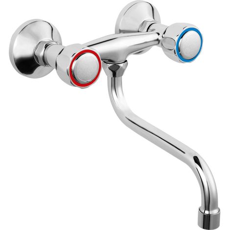 Rubinetto da cucina a parete design moderno in cromo (1/2)