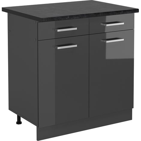 Mobiletto base per cucina R-Line, Antracite lucido, 80 cm , PL Antracite, Vicco