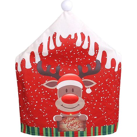 Housse De Chaise - Housse De Fauteuil Réglable - Imprimé Bonhomme De Neige - Pour Salle À Manger Café Restaurant Fête De Noël - Lot De 8 (1/3)