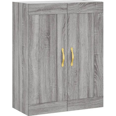 Armoire murale polyvalente avec 3 compartiments salon chambre 69,5 x 34 x 90 cm en bois gris sonoma (1/5)