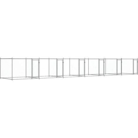 vidaXL Jaula de perros con puertas acero galvanizado gris 12x2x1,5 m (1/2)