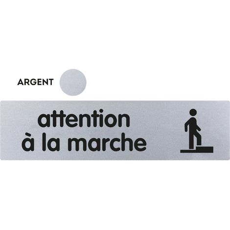 Plaque de porte Attention à la marche - Classique argent 170x45mm - 4320151 (1/2)