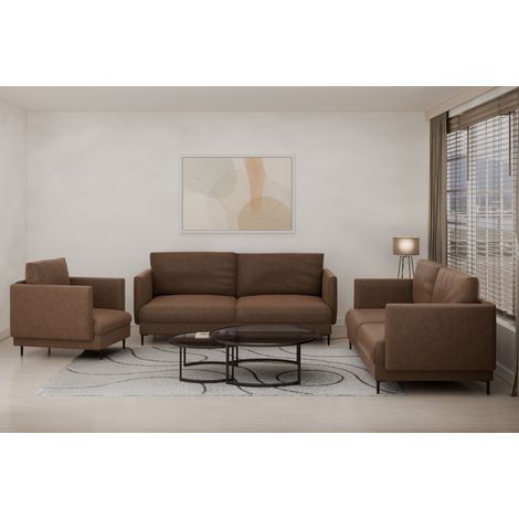 Sofaset Designersofas HELMER 3-2-1 Stoff Vibe Braun