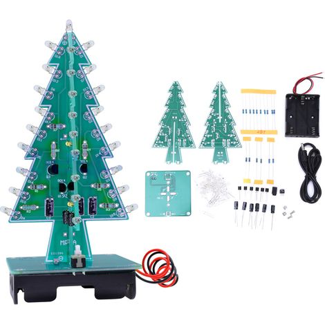 Elektronischer Bausatz zum Selbermachen eines 3D-Weihnachtsbaums mit LEDs und stereoskopischer Weihnachtsdekoration in 7 Farben (1/5)