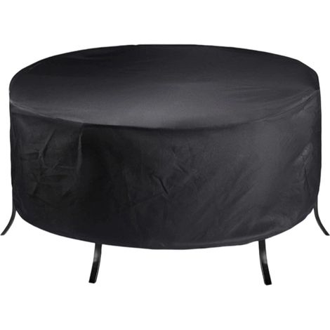 Housse pour table de jardin ronde, ensemble table et chaises de patio, coupe-vent, imperméable et résistante aux UV - 200 x 94 cm