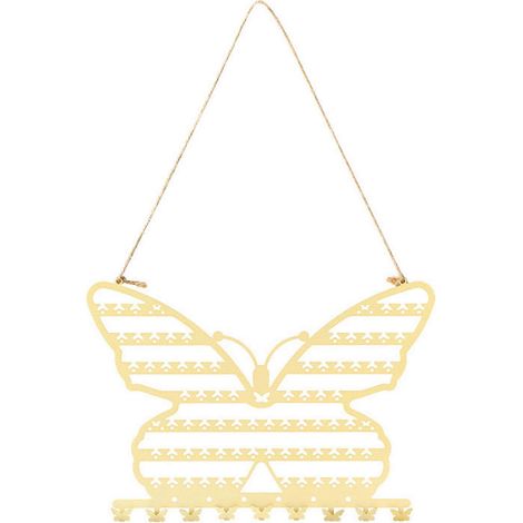 Porte-bijoux mural papillon avec crochet pour colliers, bagues et bracelets - Décoration pour usage quotidien - Couleur : Or (1/4)