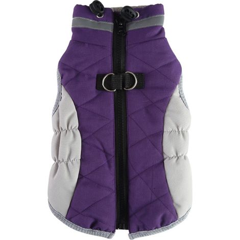 Cappotto invernale isolante per cani con cerniere anteriori e posteriori per indossarlo e toglierlo facilmente. Gilet riflettente con cinghie regolabili. (1/5)
